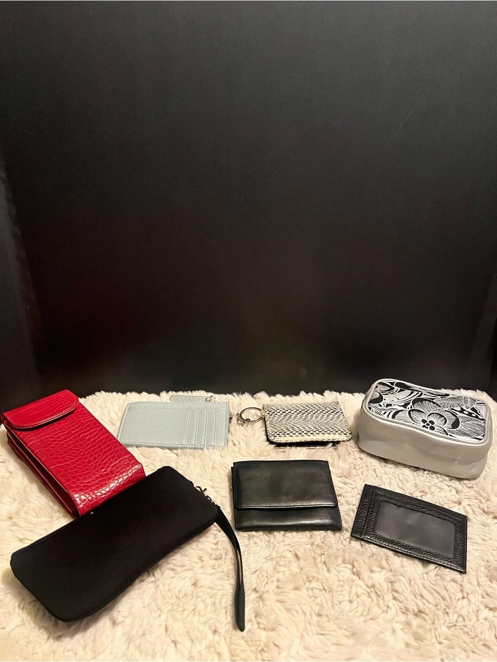 Compact Women's Card & Key Holder Set — Black, Red, White, Gray